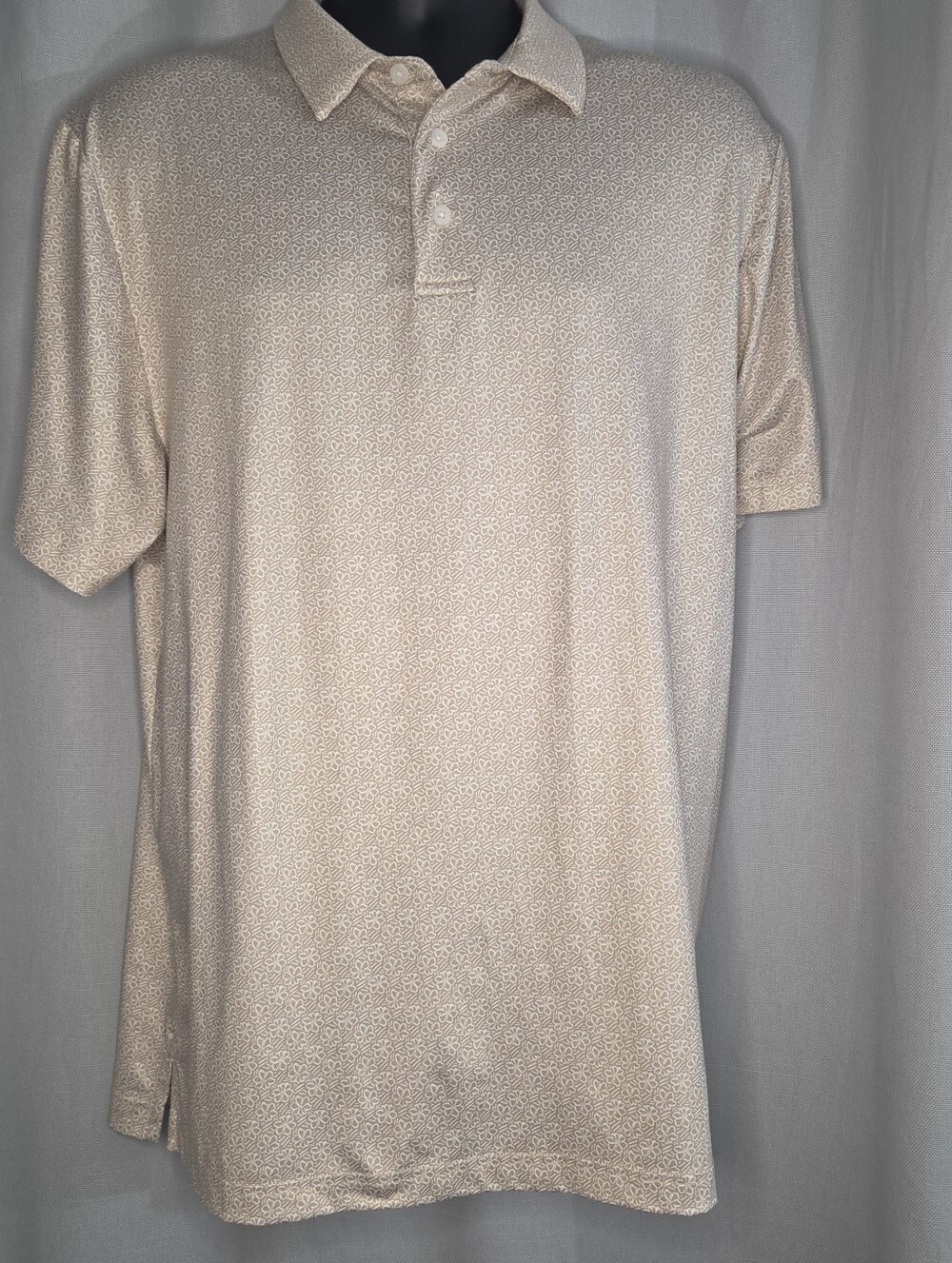 Jack Nicklaus Men's Cream Micro-Pattern Polo Shirt Size Large